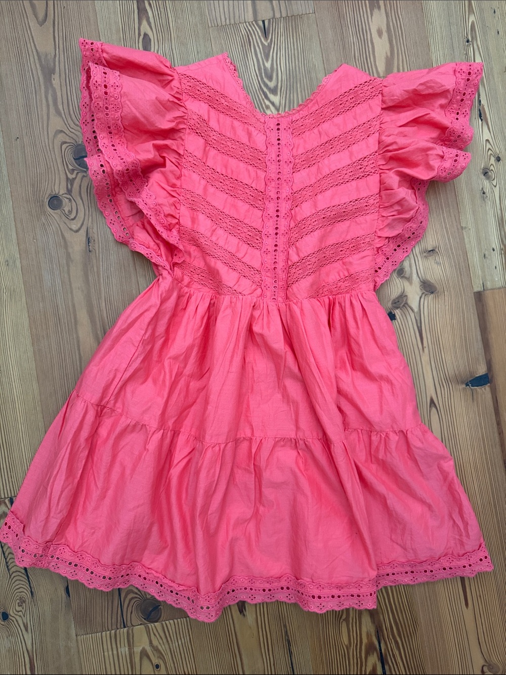 GAP Kids Coral Eyelet Flutter Sleeve Dress